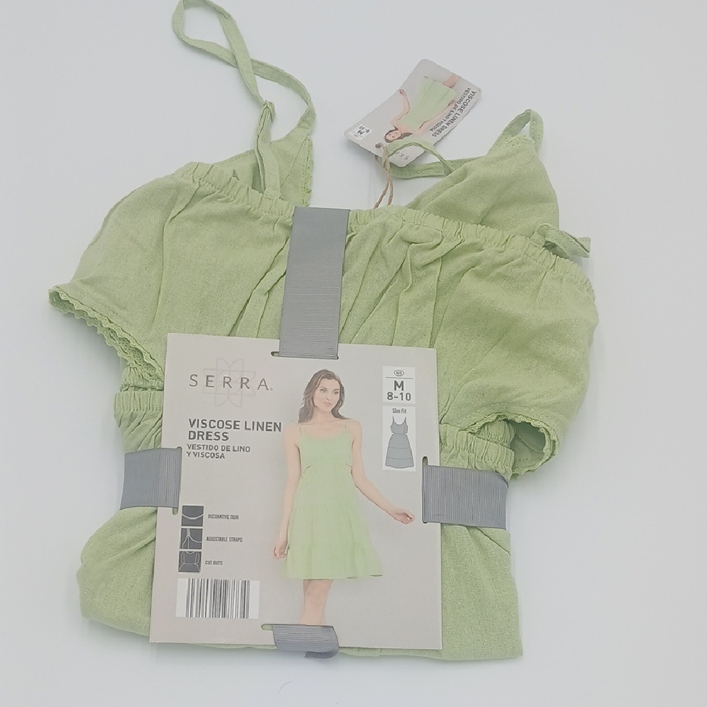 Serra Light Green Viscose Linen Dress